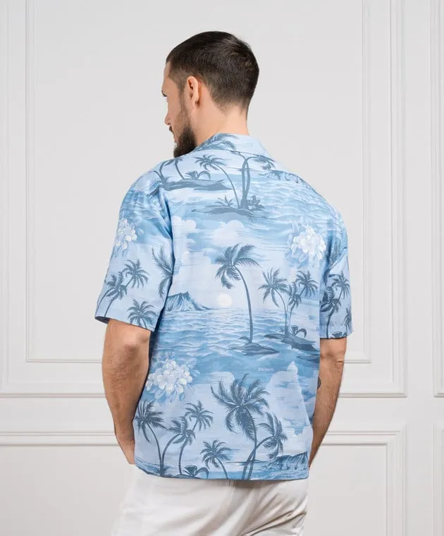 Palm Angels SUNSET blue shirt with linen