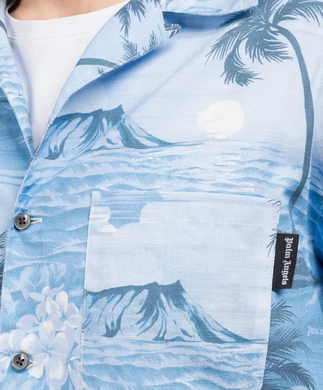 Palm Angels SUNSET blue shirt with linen