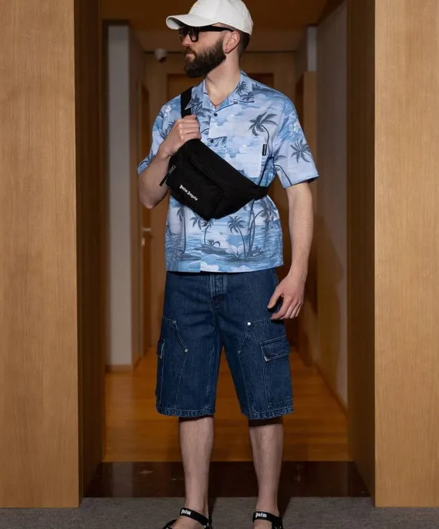 Palm Angels SUNSET blue shirt with linen