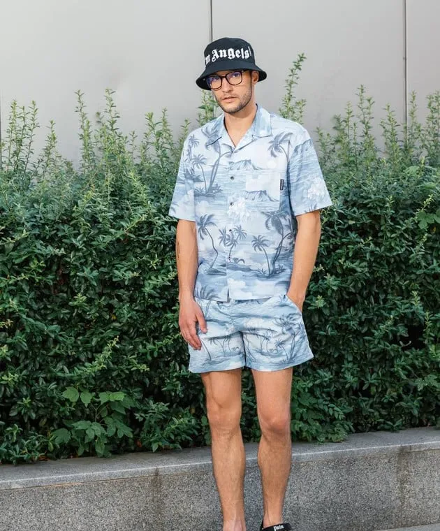 Palm Angels SUNSET blue shirt with linen