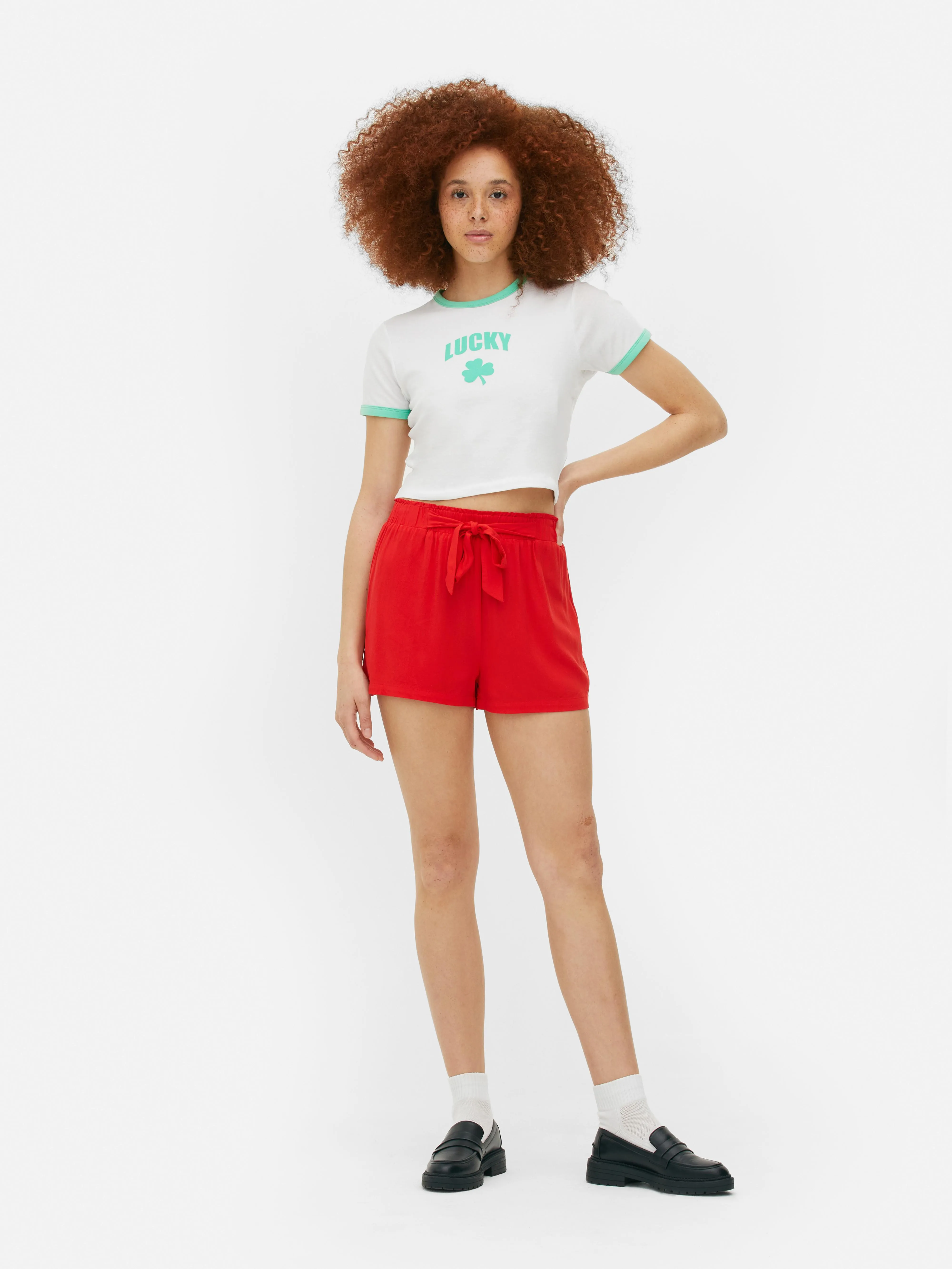 Pantalones cortos de corte holgado con cordón