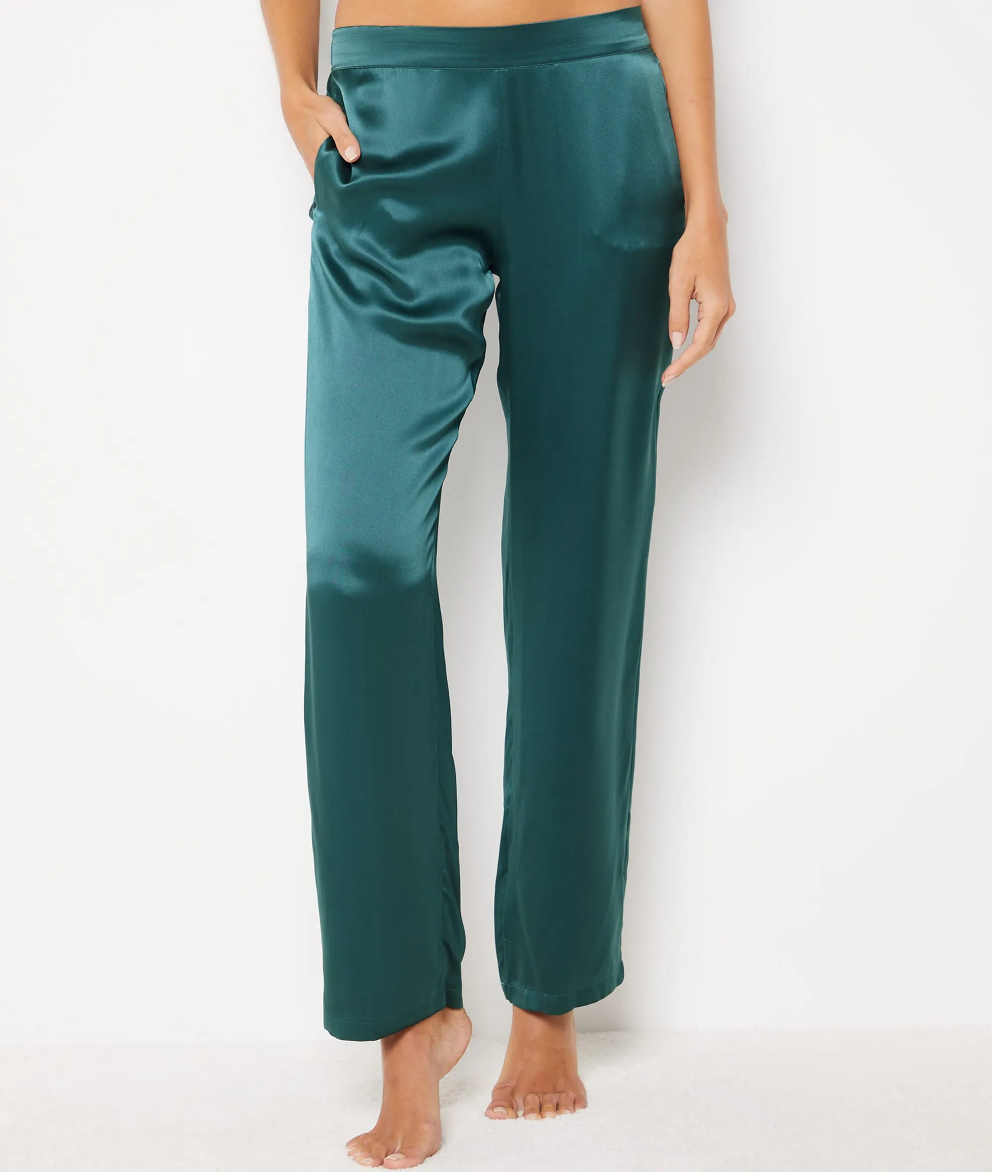 PANTALóN DE SEDA PEARLY BLEU PETROLE  ETAM