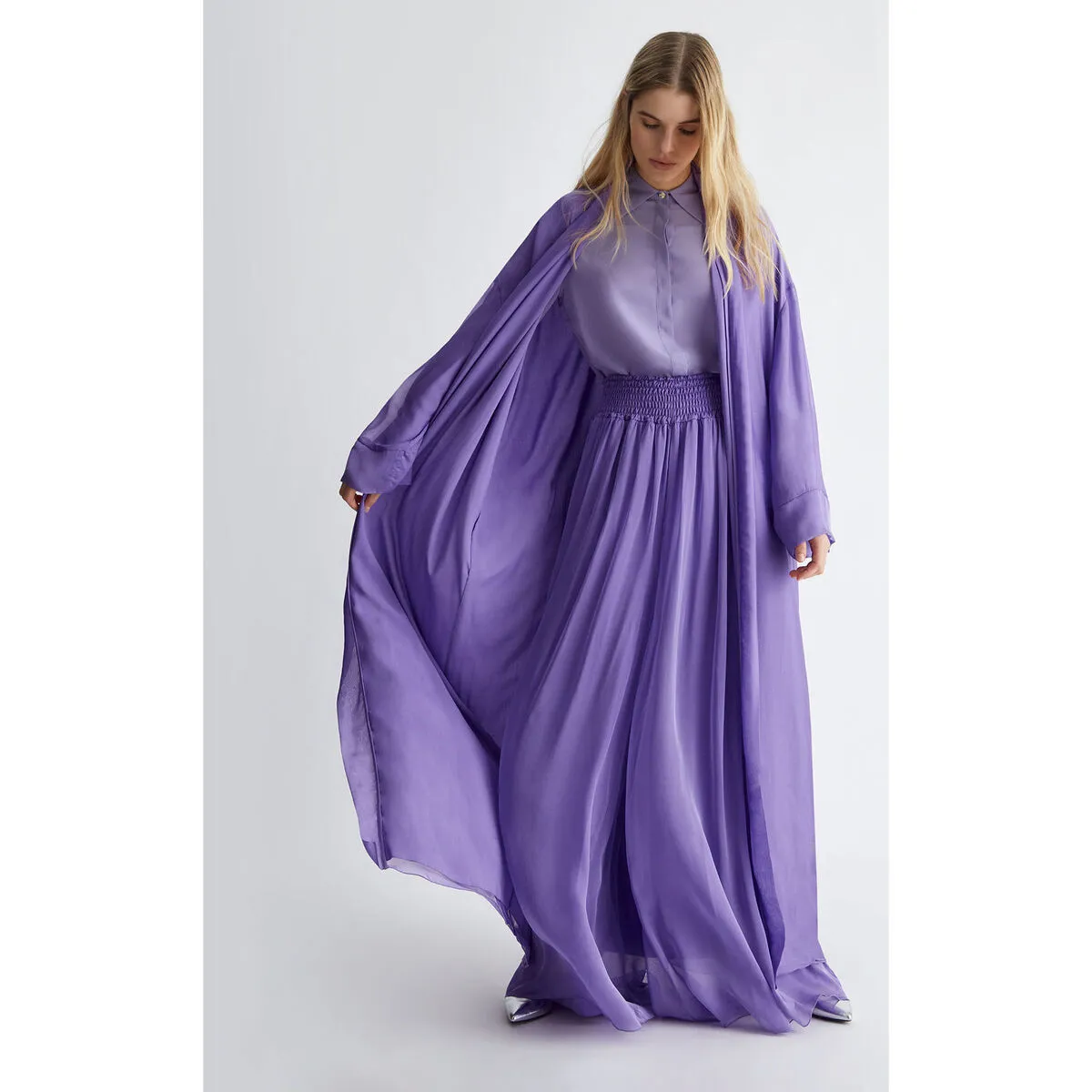 Pantalón en mezcla de seda