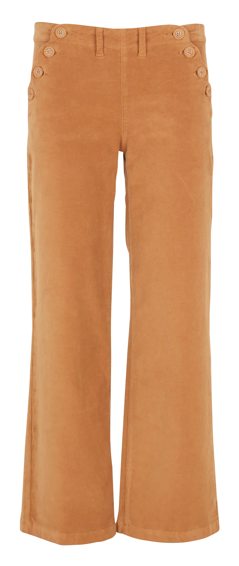 Pantalón recto de algodón efecto terciopelo en marron