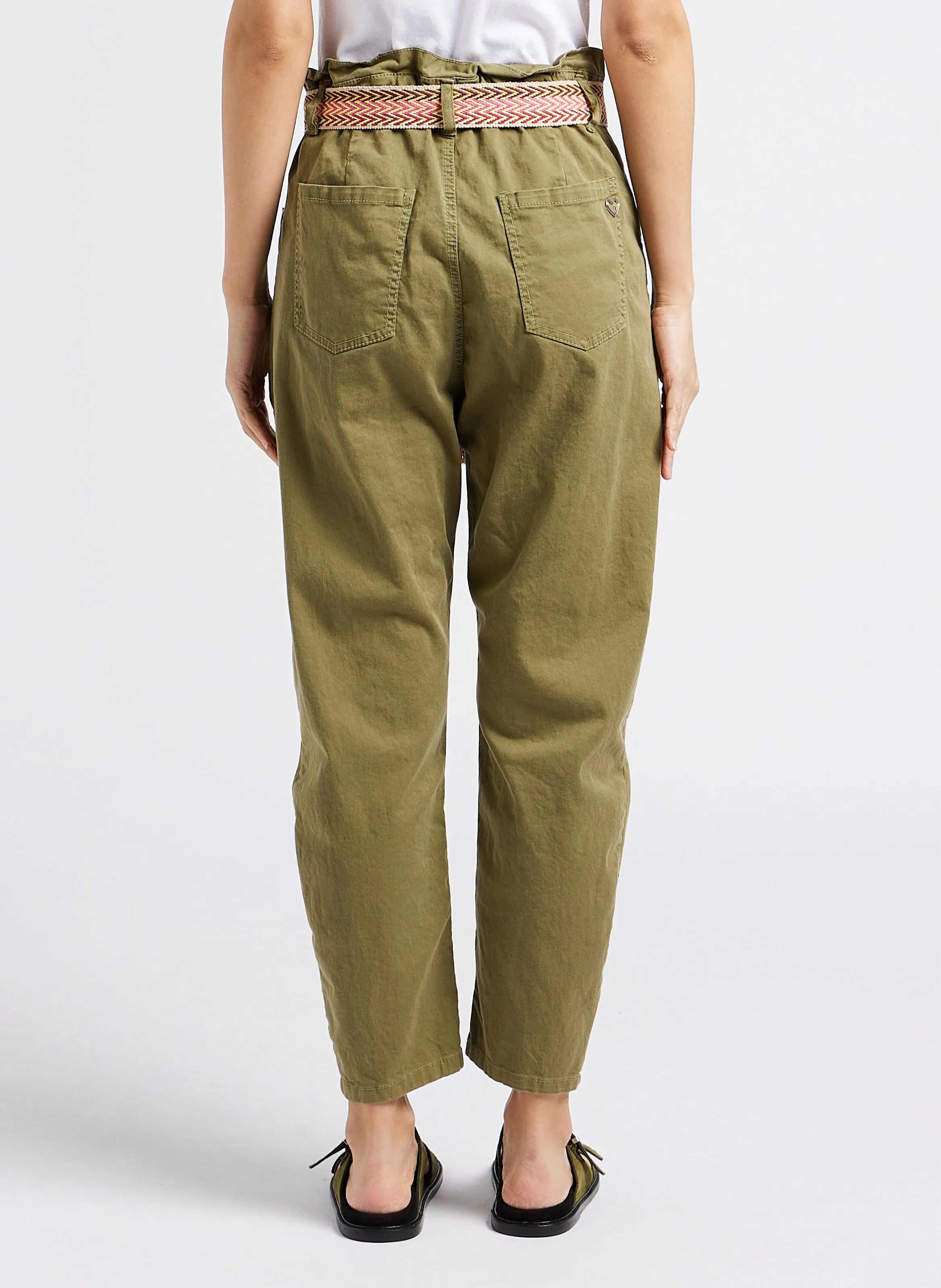 Pantalón recto estilo cargo de mezcla de algodón en caqui