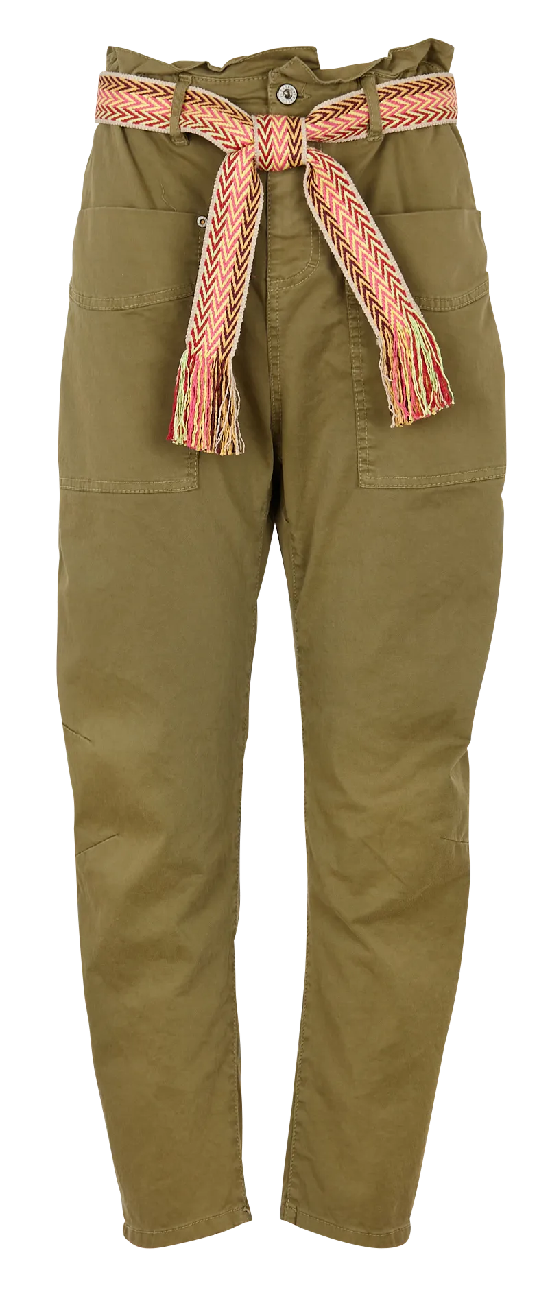 Pantalón recto estilo cargo de mezcla de algodón en caqui