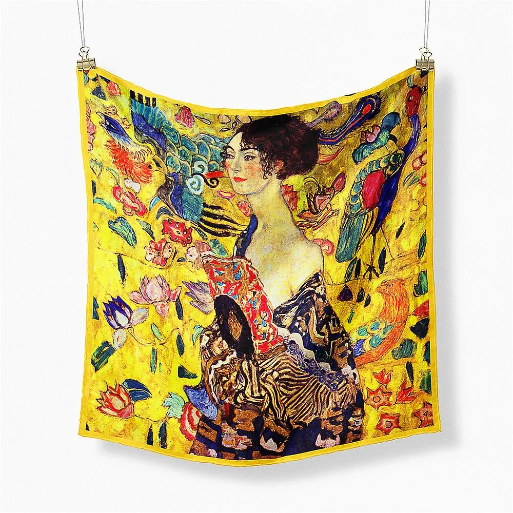 PAñUELO DE SARGA DE SEDA DISEñO CUADRADO | PINTURAS FAMOSAS PAñUELOS DE SEDA  53CM BUFANDAS CUADRADAS