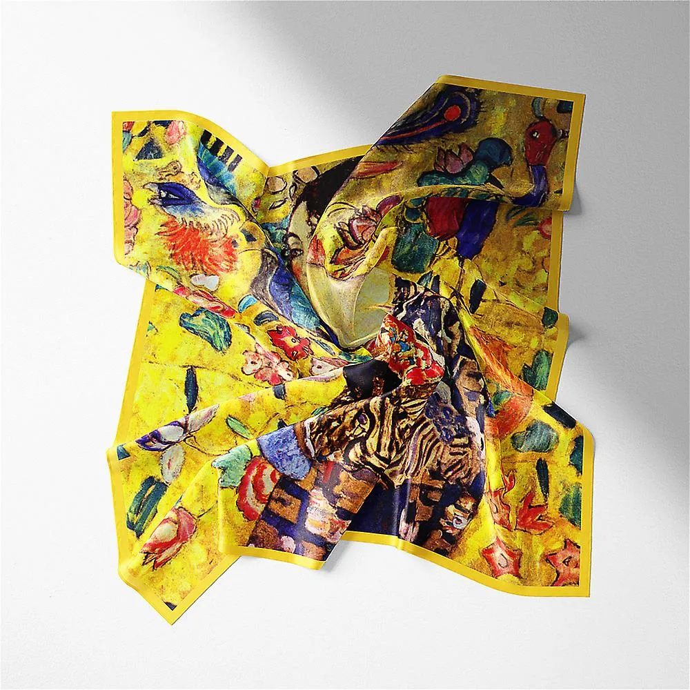 PAñUELO DE SARGA DE SEDA DISEñO CUADRADO | PINTURAS FAMOSAS PAñUELOS DE SEDA  53CM BUFANDAS CUADRADAS