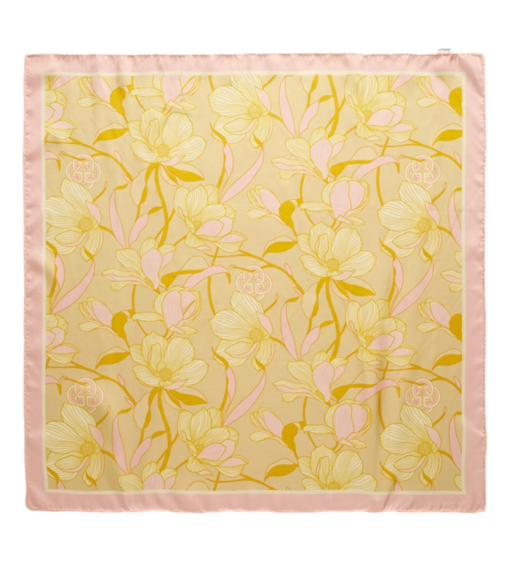 Pañuelo de seda Magnolia Print amarillo