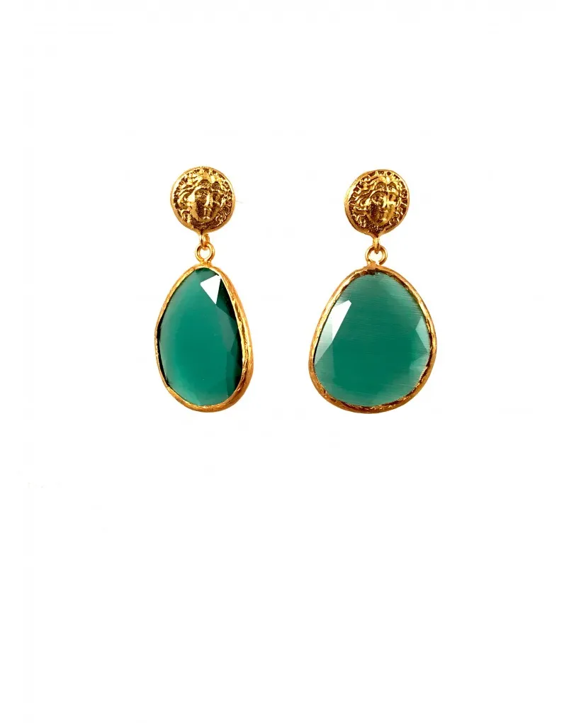 PENDIENTES VERDE AGUA ELEGANTES DE PIEDRAS SEMIPRECIOSAS