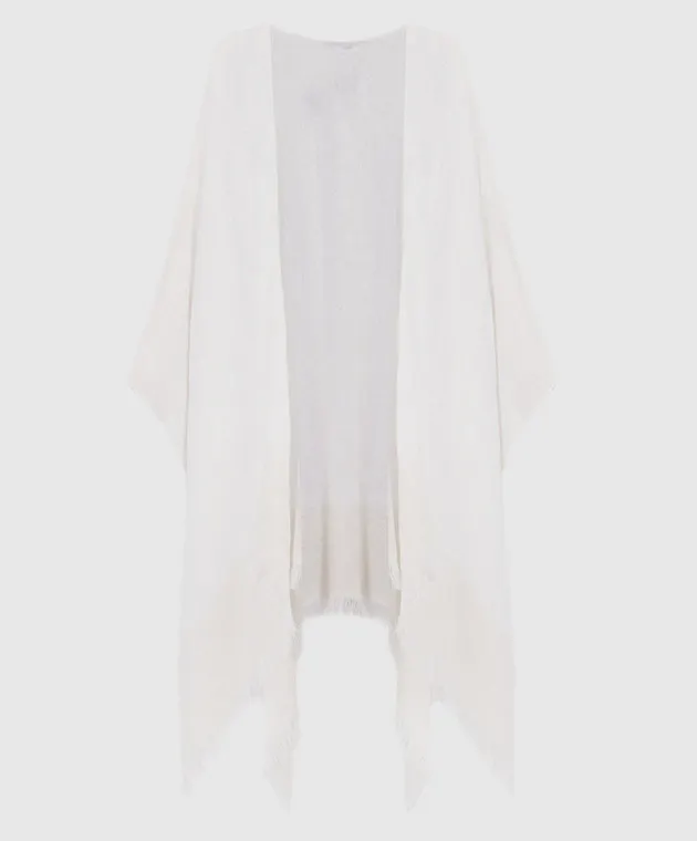 Peserico White linen poncho with lurex