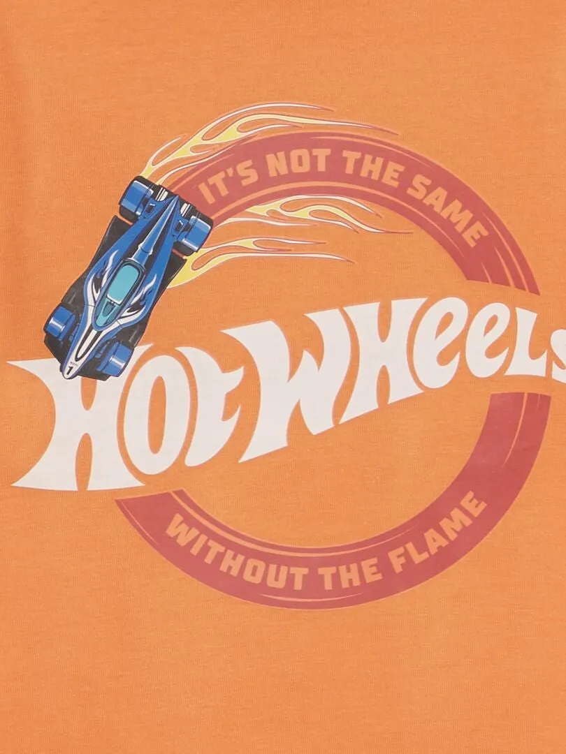 PIJAMA CORTO  ESTAMPADO 'HOT WHEELS'   2 PIEZAS  NARANJA