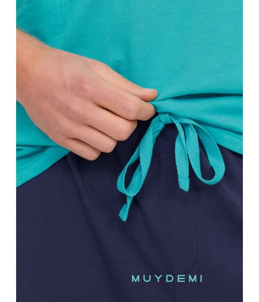 Pijama hombrera verano hombre Muidemi verde algodón