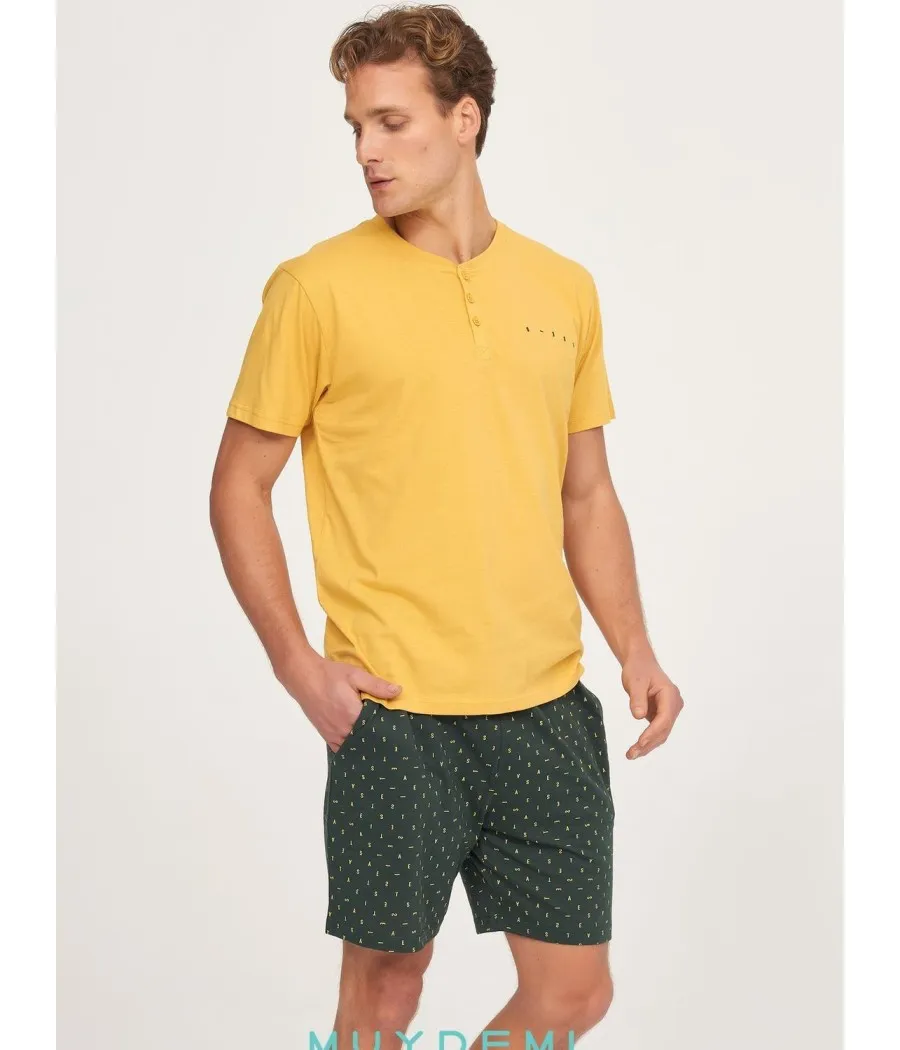 Pijama verano hombre Muidemi Siesta bolsillos algodón
