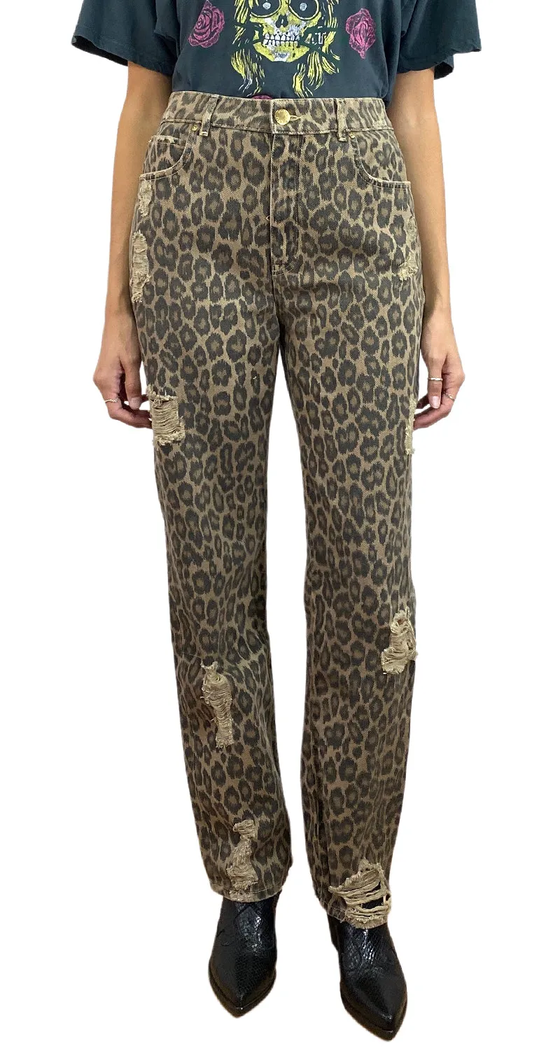 PINKO Pantalón Denim Animal Print