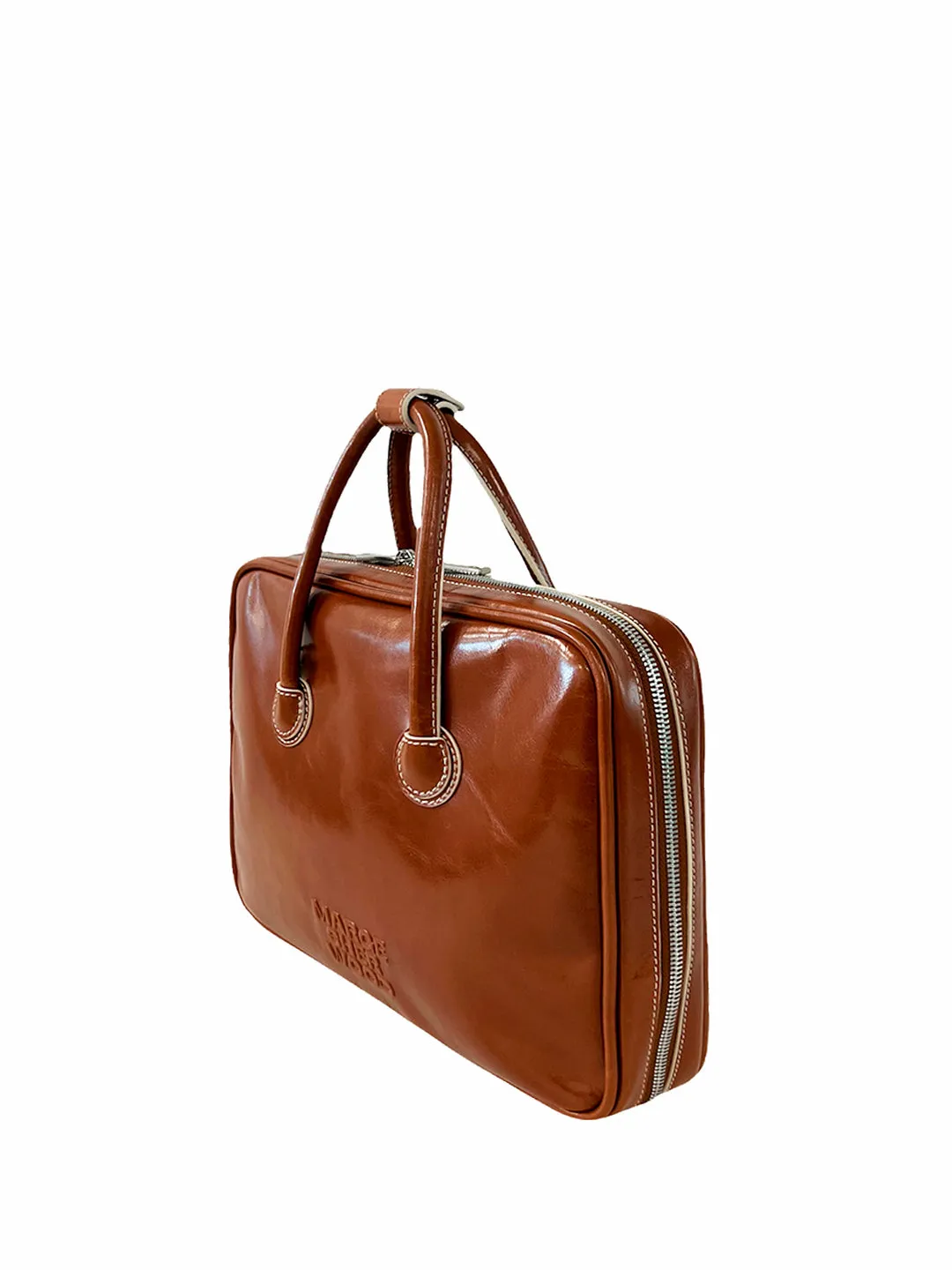 Piping Tote brown crinkle