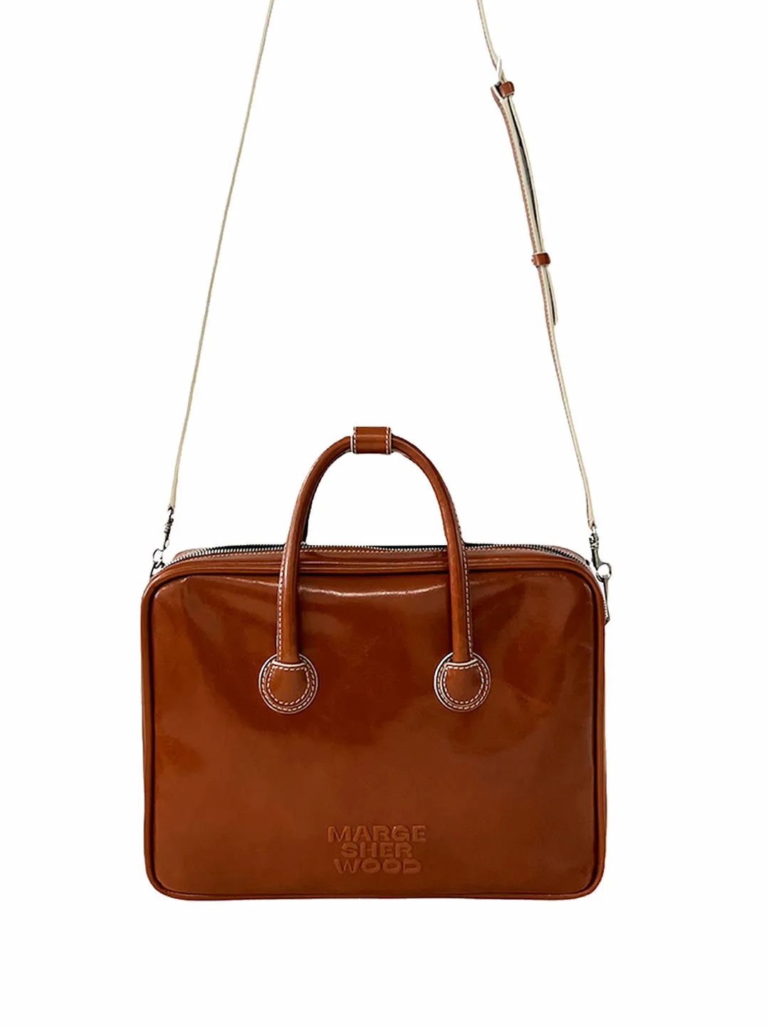 Piping Tote brown crinkle