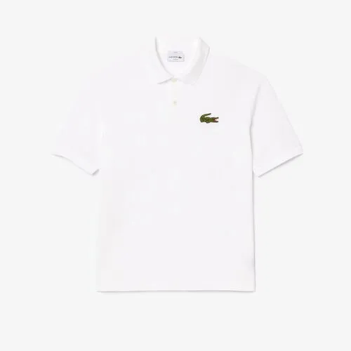 Polo Blanco Lacoste Manga Corta L.12.12 de Corte Holgado con Insignia M