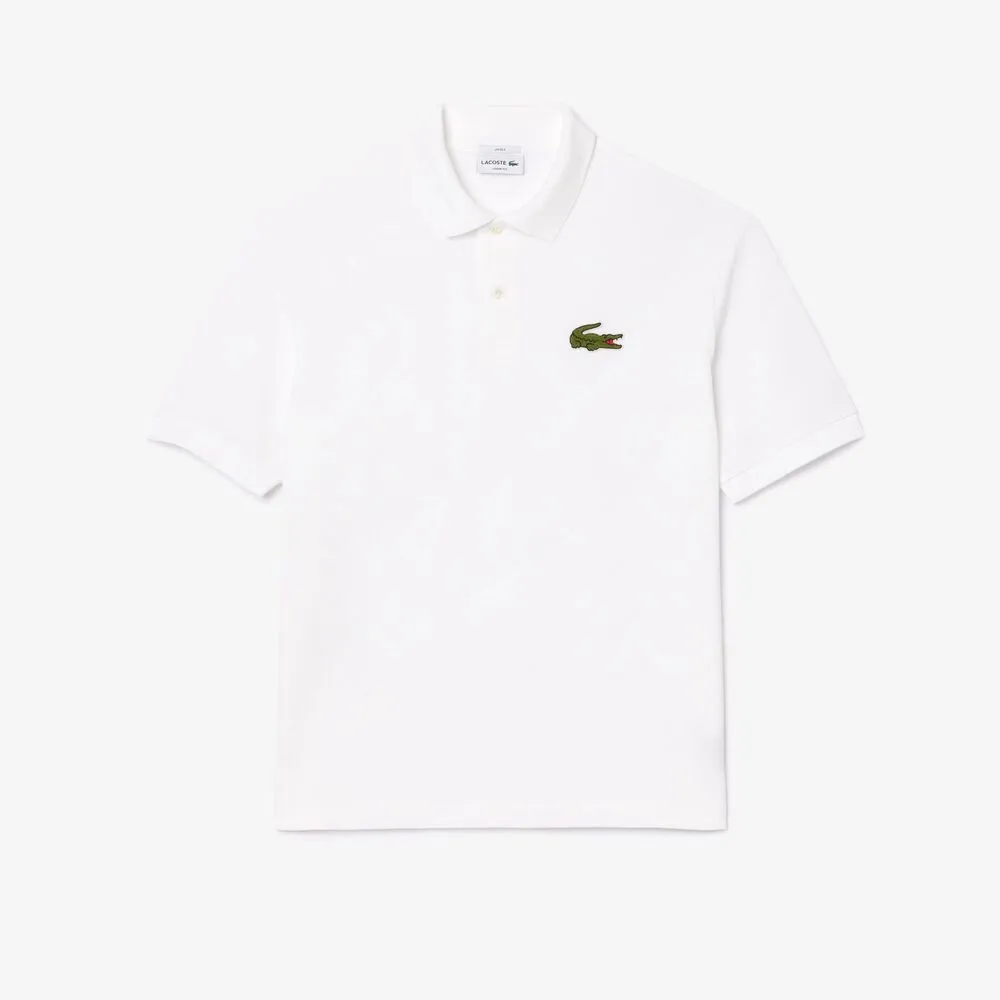 Polo Blanco Lacoste Manga Corta L.12.12 de Corte Holgado con Insignia M