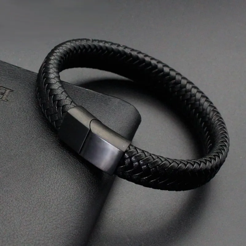 Pulsera De Cuero Trenzado Para Hombre