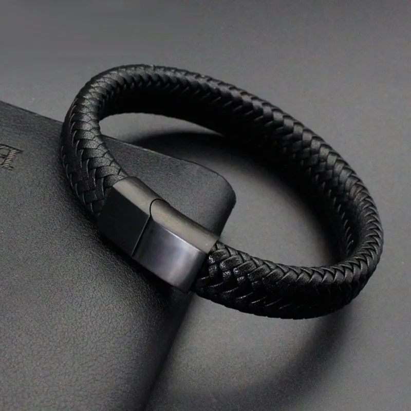Pulsera De Cuero Trenzado Para Hombre