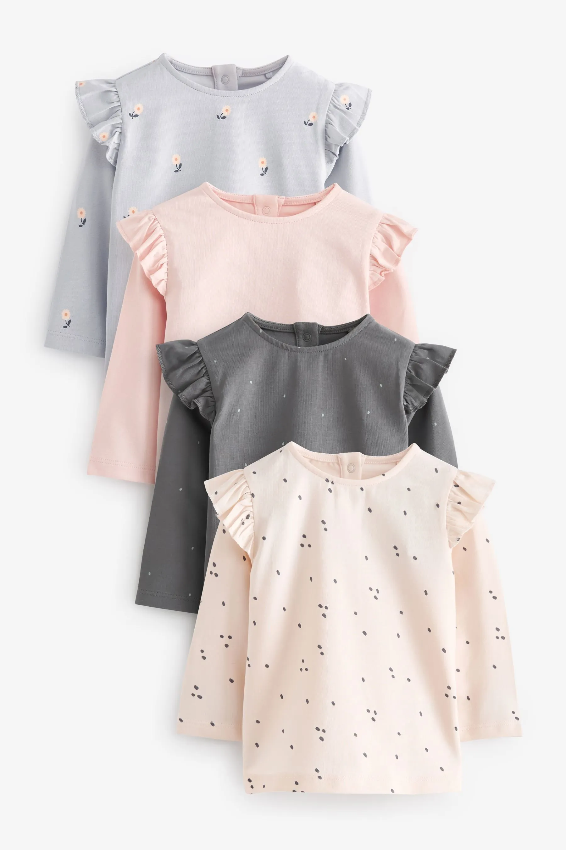 ROSA/GRIS  PACK 4 DE CAMISETAS DE MANGA LARGA PARA BEBéS