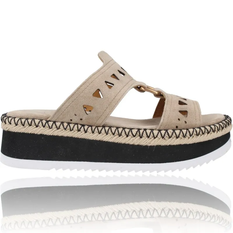 Sandalias Casual con Cuña de Piel para Mujer de Alpe Team 2325
