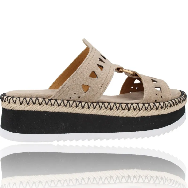 Sandalias Casual con Cuña de Piel para Mujer de Alpe Team 2325