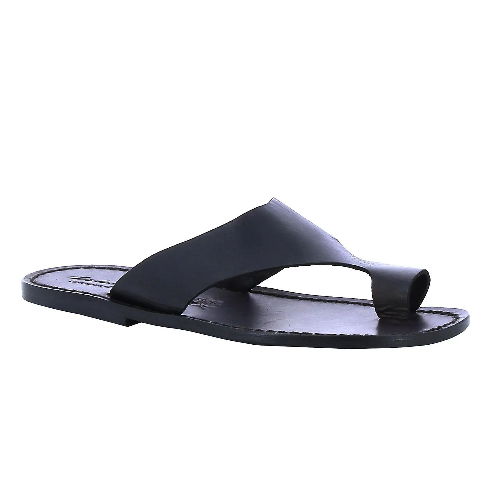 Sandalias de cuero negro para hombres hecho a mano en Italia