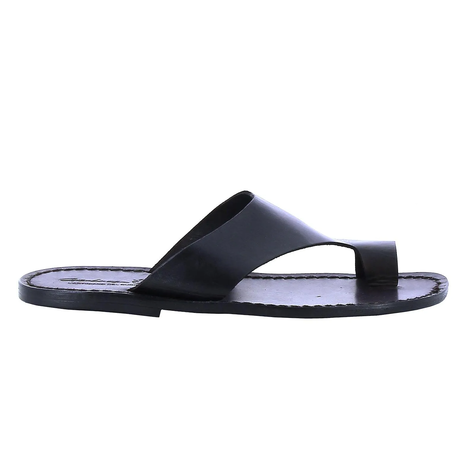 Sandalias de cuero negro para hombres hecho a mano en Italia