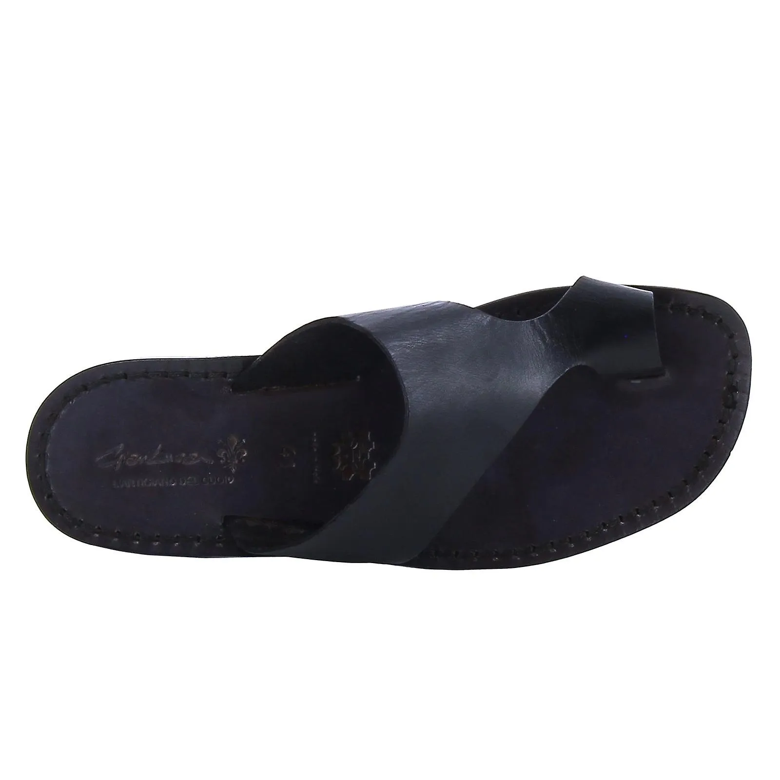 Sandalias de cuero negro para hombres hecho a mano en Italia