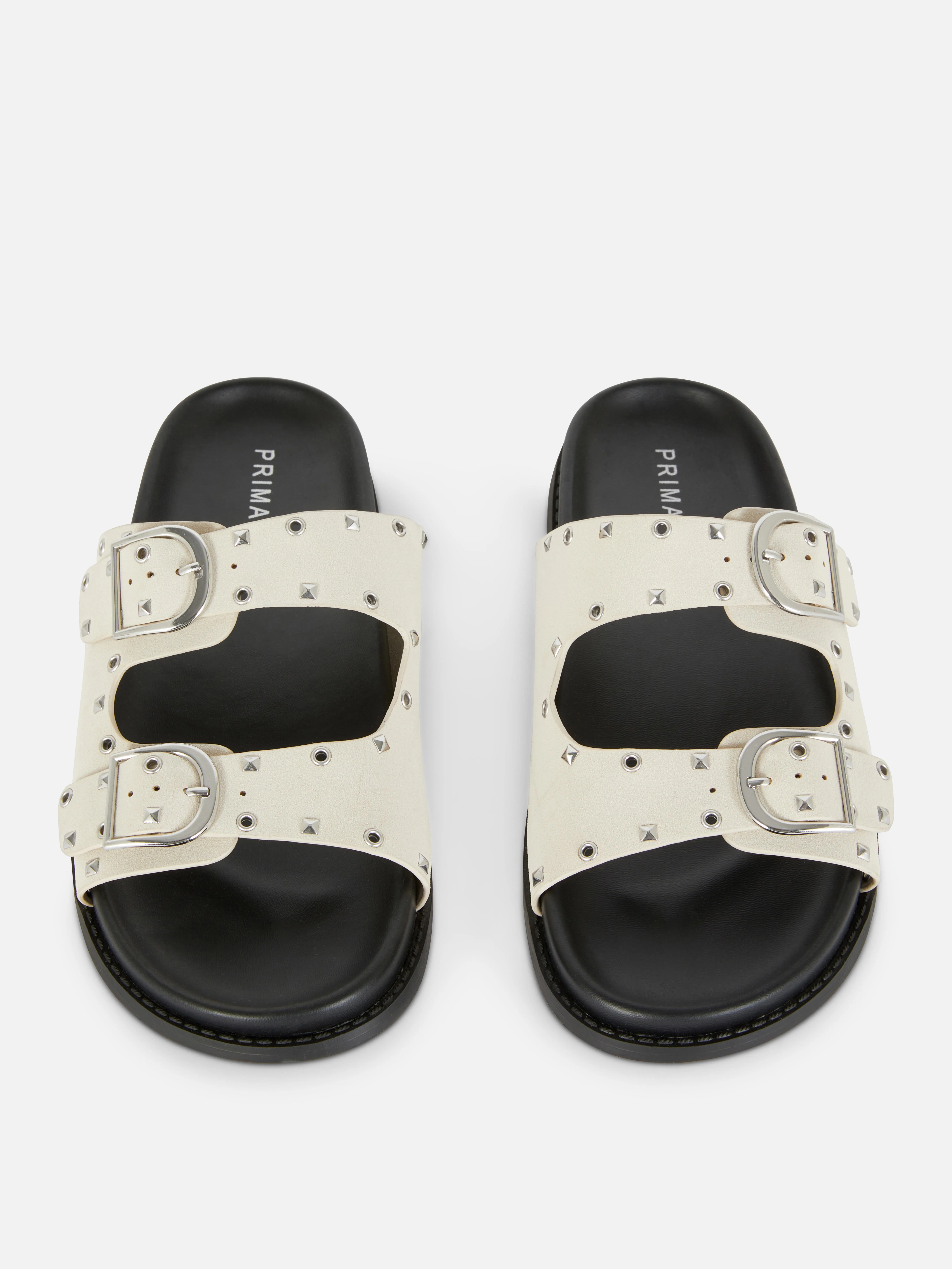 Sandalias de doble tira con plantilla y tachuelas