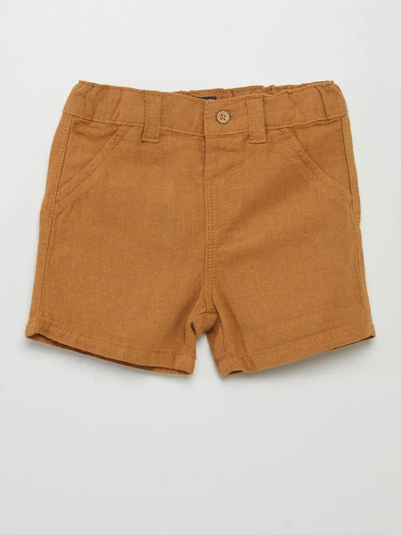 SHORT DE MEZCLA DE LINO  BEIGE