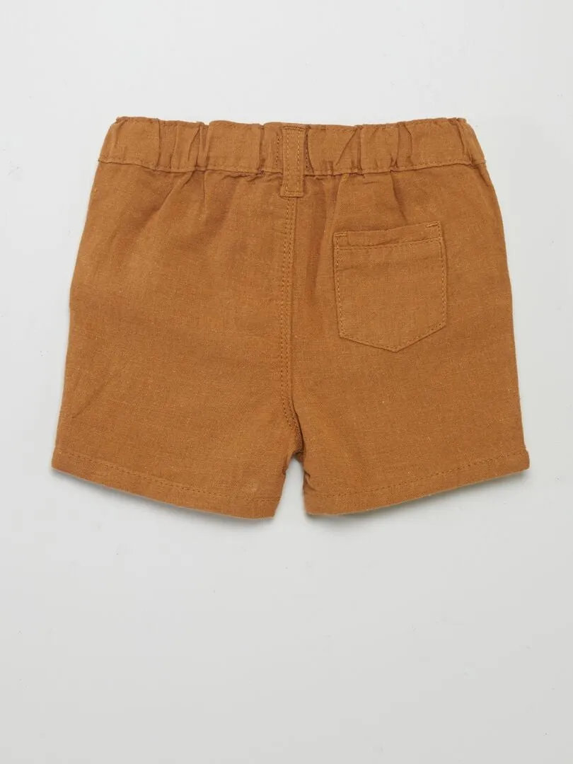SHORT DE MEZCLA DE LINO  BEIGE