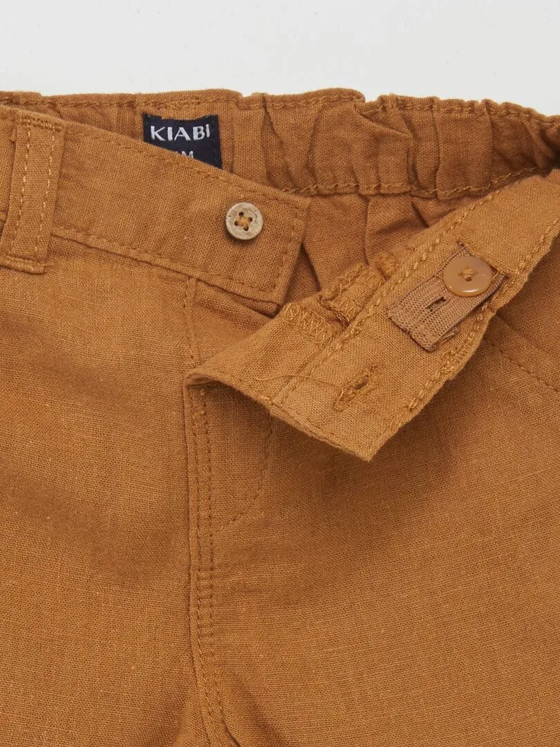 SHORT DE MEZCLA DE LINO  BEIGE