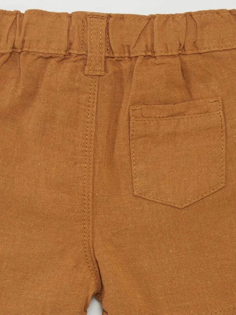 SHORT DE MEZCLA DE LINO  BEIGE