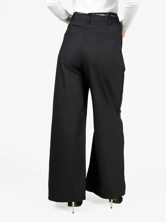 Solada Pantalón ancho de mujer con cinturilla de encaje