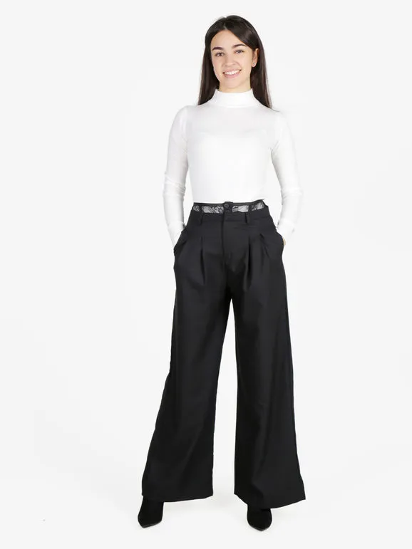 Solada Pantalón ancho de mujer con cinturilla de encaje