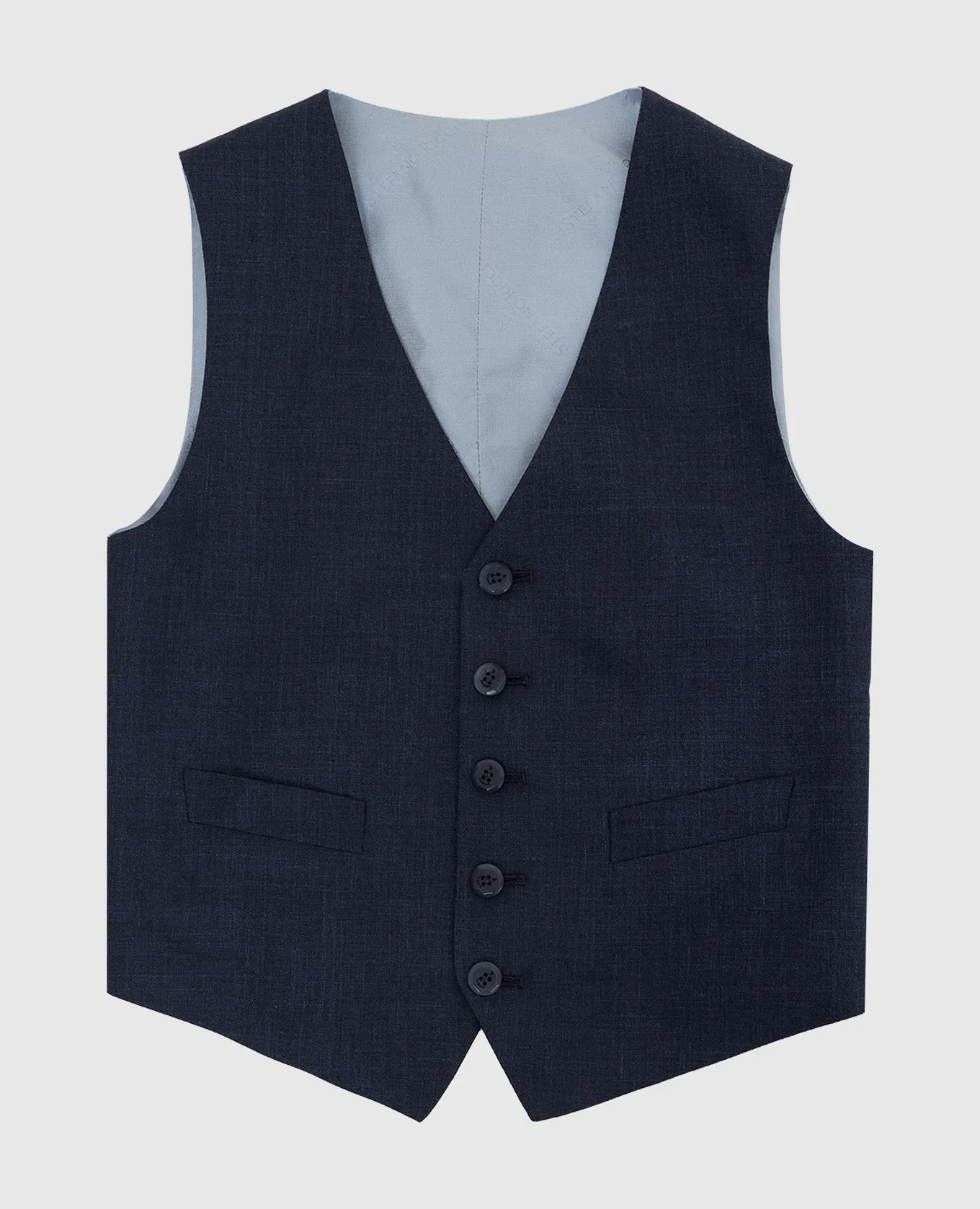 Stefano Ricci Children's navy blue wool, silk and linen vest