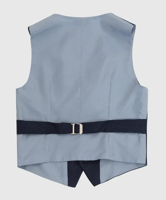 Stefano Ricci Children's navy blue wool, silk and linen vest