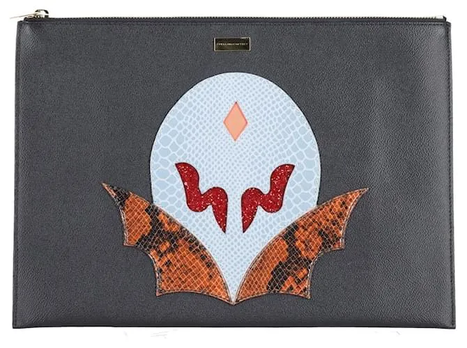 Stella Mc Cartney Cartera de mano con cremallera y aplicación Super Hero de Stella McCartney en piel sintética negra 