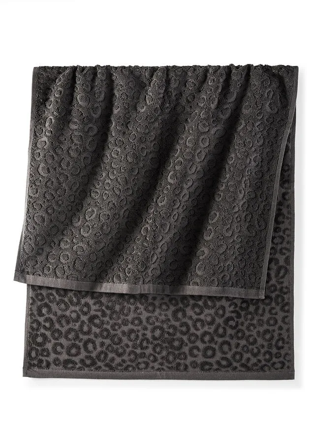  TOALLA DE MANO CON ESTAMPADO DE LEOPARDO NEGRO