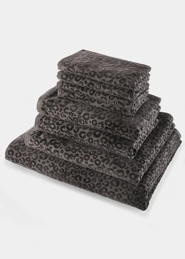  TOALLA DE MANO CON ESTAMPADO DE LEOPARDO NEGRO