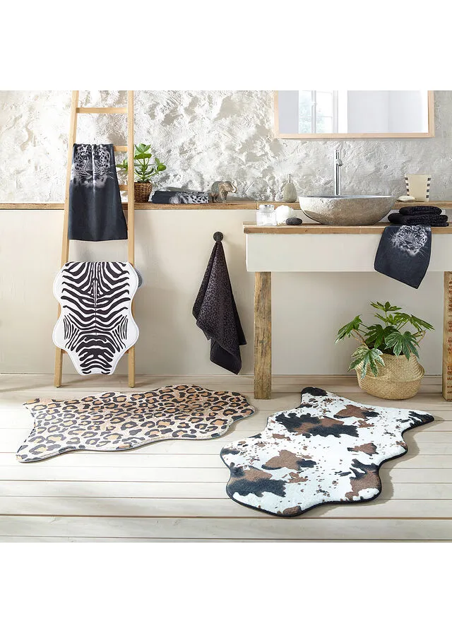  TOALLA DE MANO CON ESTAMPADO DE LEOPARDO NEGRO