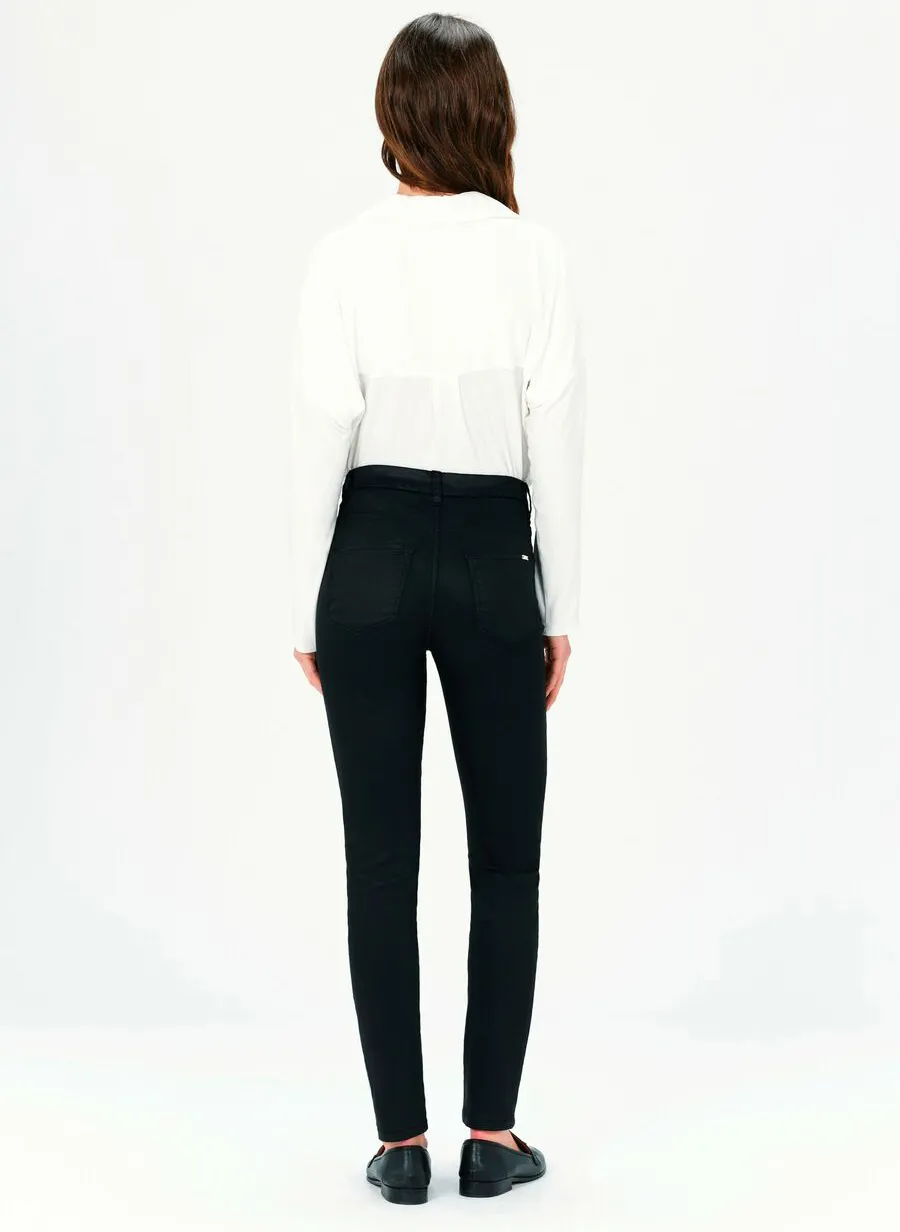 TONYCOAT  PANTALóN SLIM DE MEZCLA DE ALGODóN EFECTO ENCERADO EN NEGRO