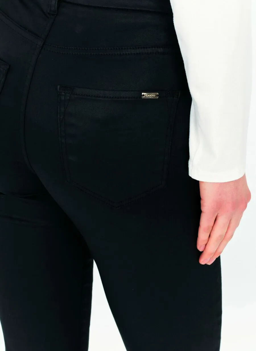 TONYCOAT  PANTALóN SLIM DE MEZCLA DE ALGODóN EFECTO ENCERADO EN NEGRO