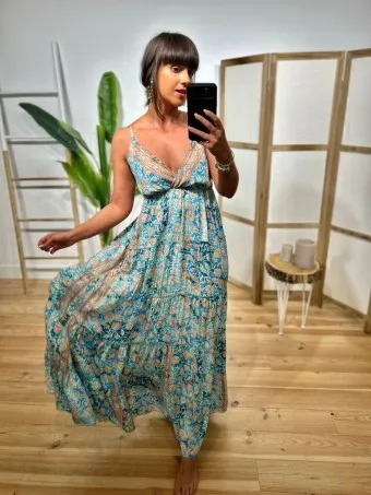 Vestido Estampado Paneles SHINTIA Azul
