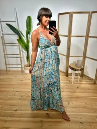 Vestido Estampado Paneles SHINTIA Azul