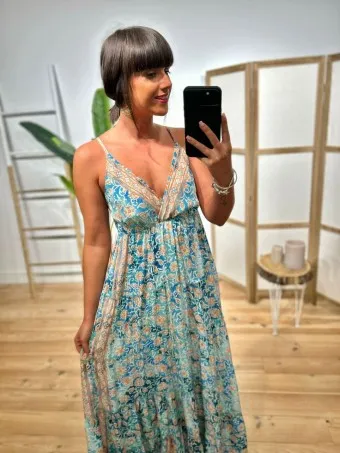 Vestido Estampado Paneles SHINTIA Azul
