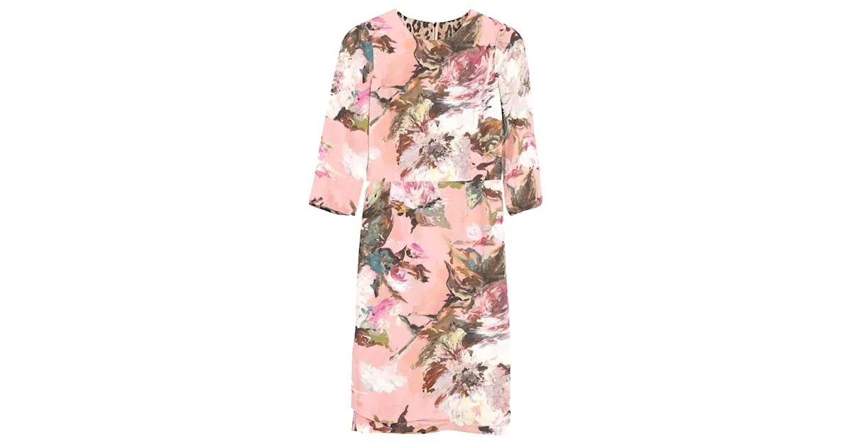 Vestido largo hasta la rodilla con estampado de flores pintadas de Dolce & Gabbana en poliéster multicolor 